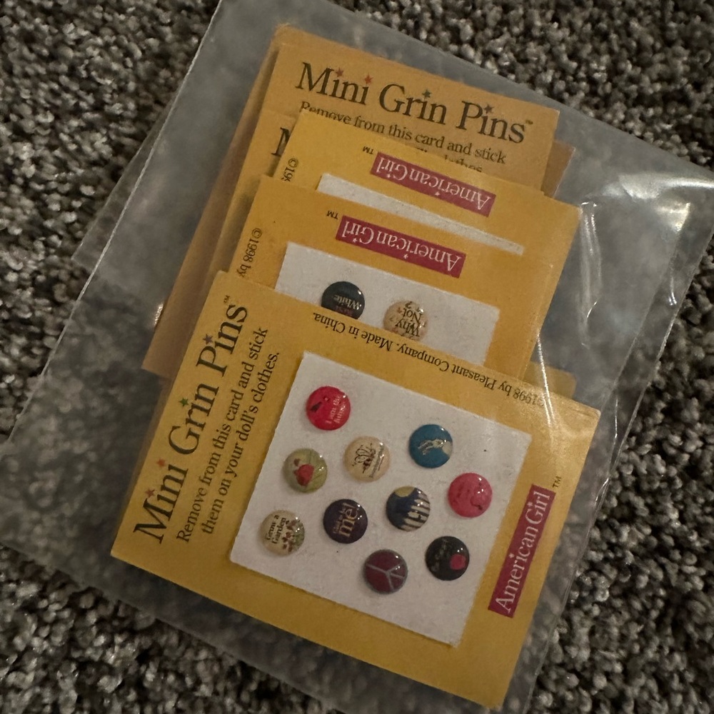 American Girl mini grin pins